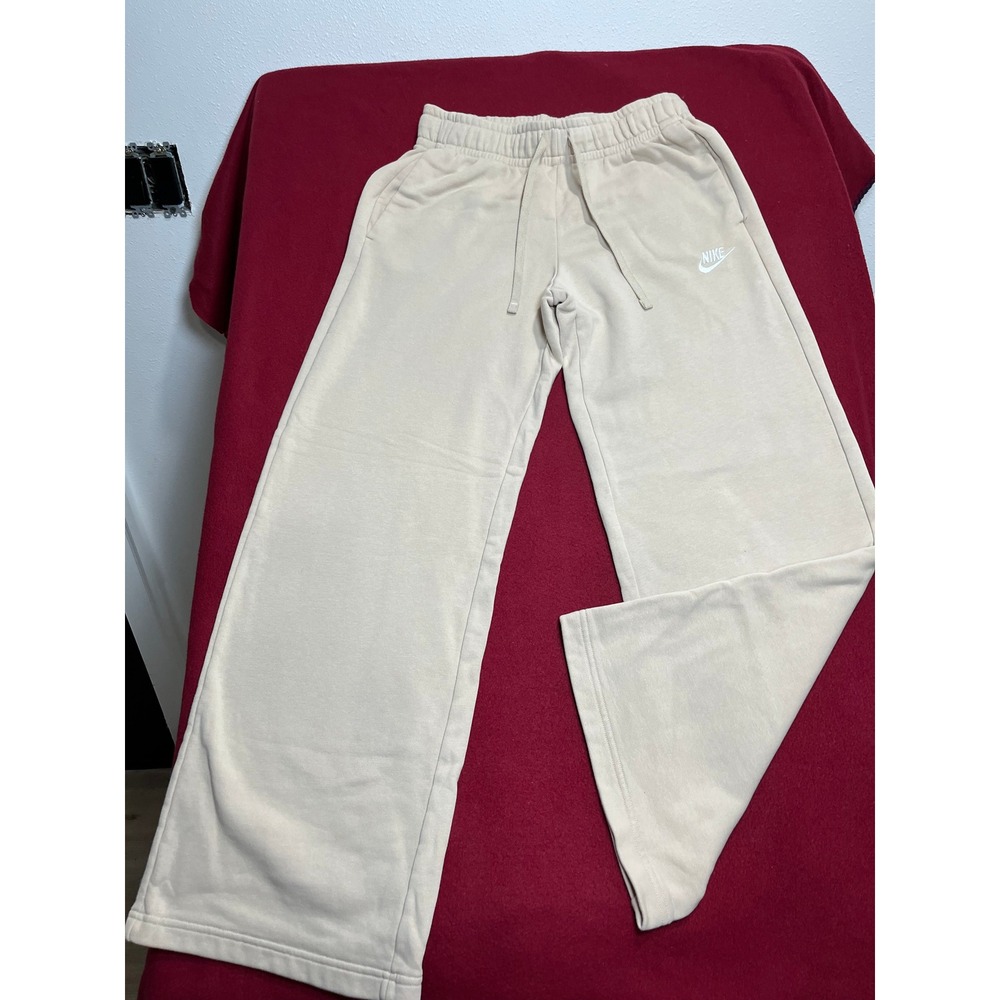Nike Sportswear Phoenix Fleece Wide Leg Sweatpants Beige Oatmeal Small DQ5615